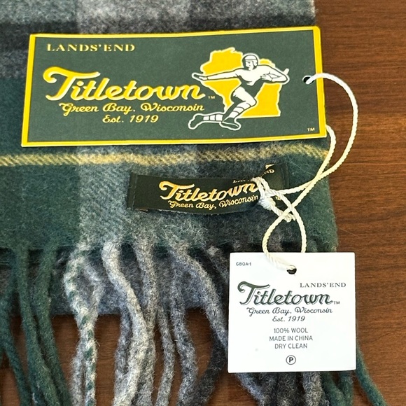 🌟HP🌟2012 Green Bay Packers "Titletown" Wool Tartan Plaid Scarf Unisex Lands' End - Picture 2 of 6